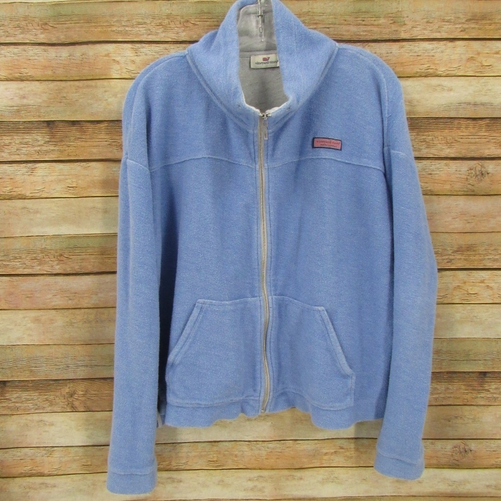 Vineyard Vines Blue Cotton Zipper Front Oversized Jacket Women's M